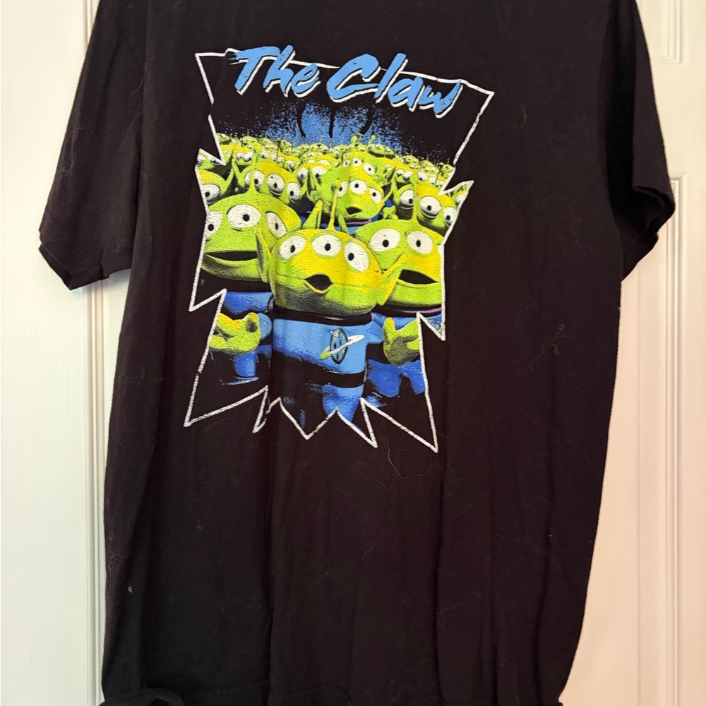 Disney Black Tee with Green Alien Print